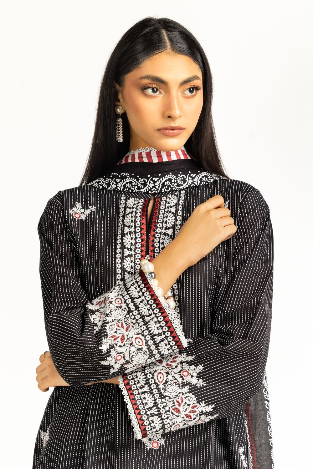 3PC Lawn Lacquer Printed Suit With Embroidered IUSTKSD-953