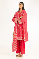 3Pc Lawn Lacquer Printed With Embroidered Suit IUSTKSD-1040