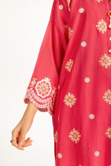 3Pc Lawn Lacquer Printed With Embroidered Suit IUSTKSD-1040