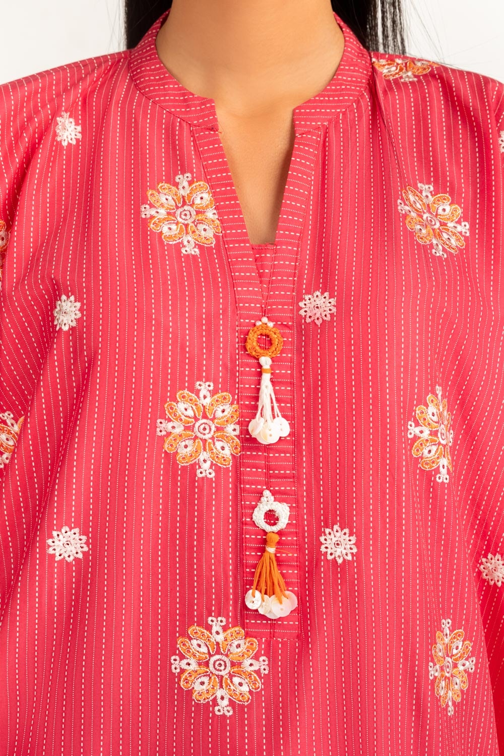 3Pc Lawn Lacquer Printed With Embroidered Suit IUSTKSD-1040