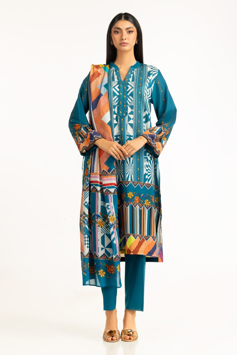 3PC Lawn Printed Suit IUSTKSD-1027