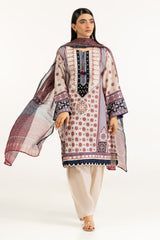 3PC Lawn Printed Suit With Embroidered IUSTKSD-1070
