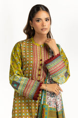 3PC Lawn Printed Suit With Embroidered IUSTKSD-1090