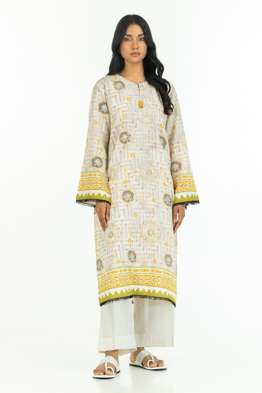 3PC Lawn Printed Suit With Embroidered IUSTKSD-498