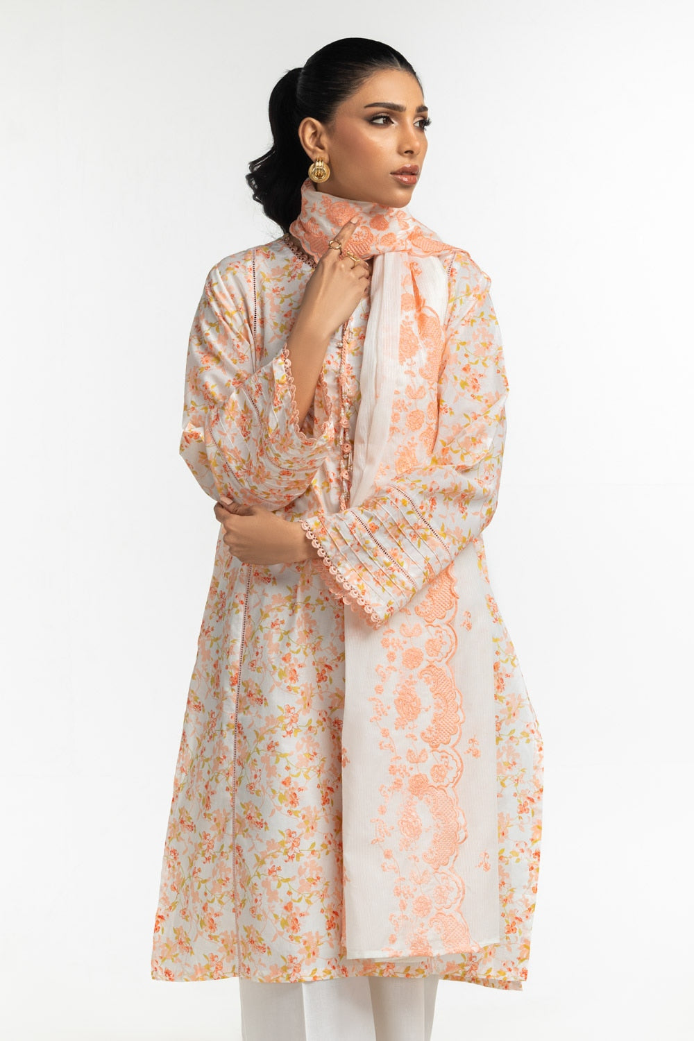 3PC Lawn Printed Suit With Embroidered IUSTKSD-543
