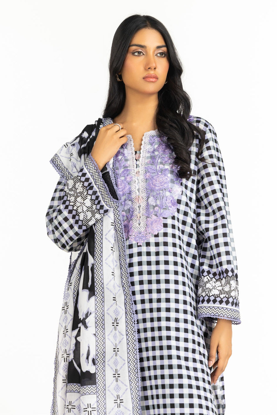 3PC Lawn Printed Suit With Embroidered