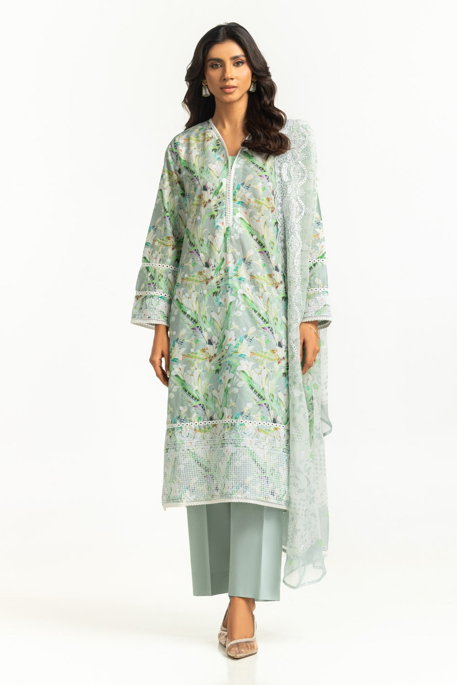 3PC Lawn Printed Suit with Embroidered