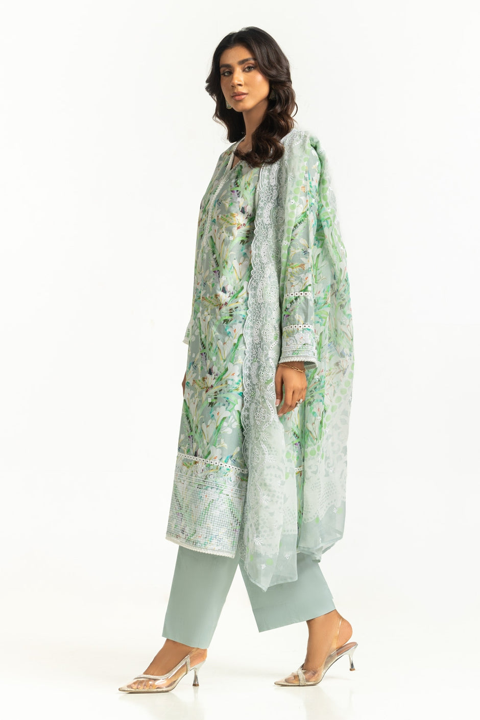3PC Lawn Printed Suit with Embroidered