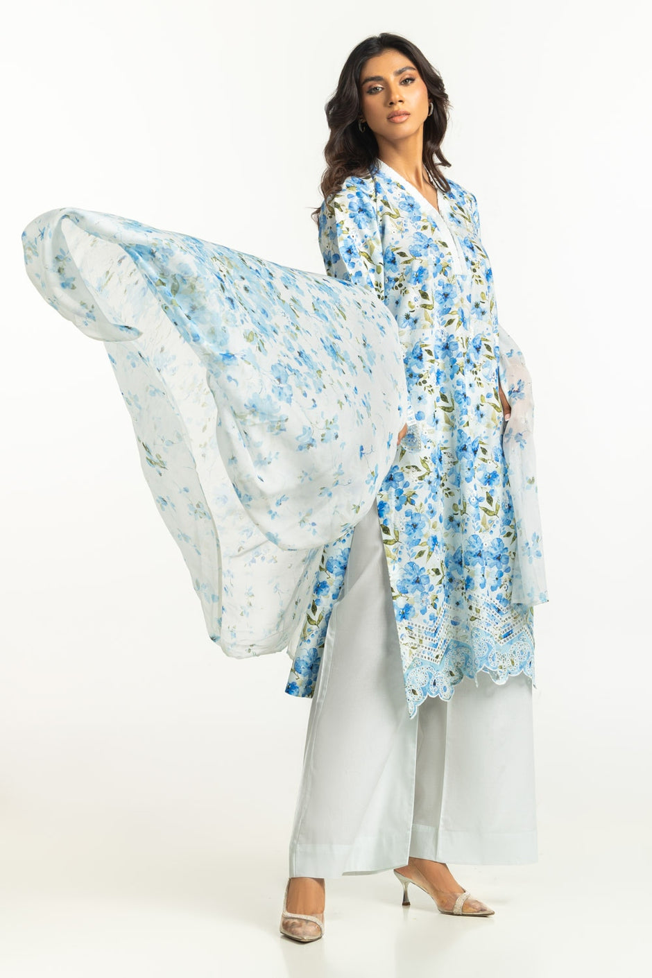 3PC Lawn Printed Suit with Embroidered