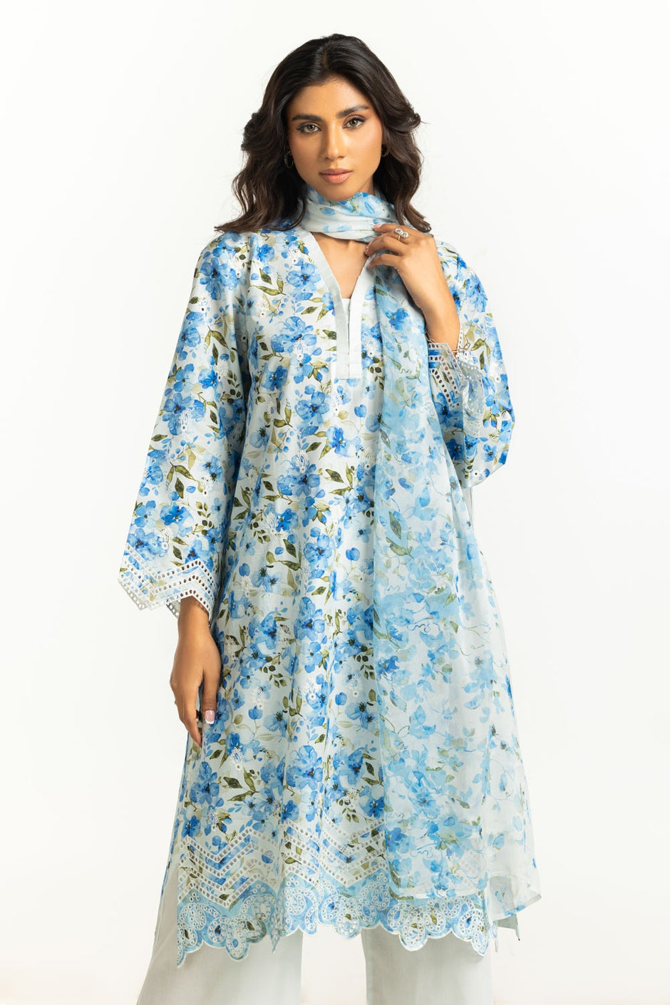 3PC Lawn Printed Suit with Embroidered