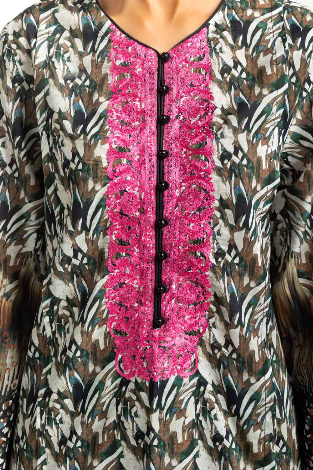 3PC Lawn Printed Suit With Embroidered IUSTKSD-666