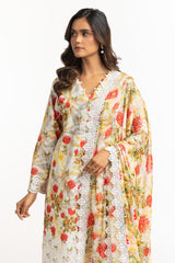 3PC Lawn Printed Suit With Embroidered IUSTKSD-669