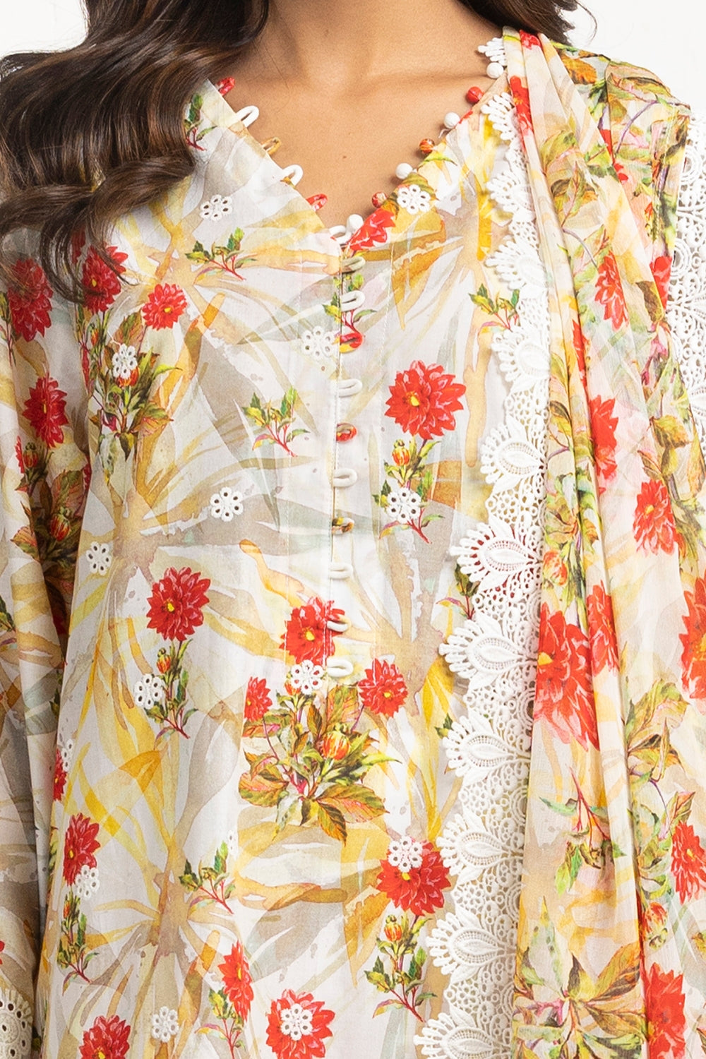 3PC Lawn Printed Suit With Embroidered IUSTKSD-669