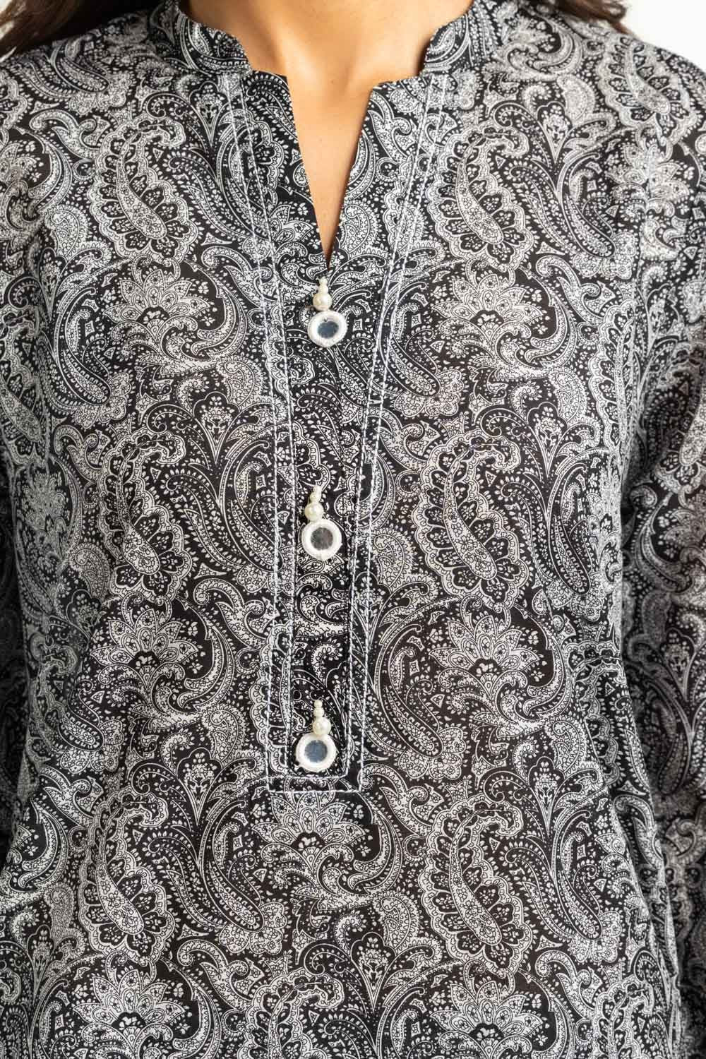 3PC Lawn Printed Suit With Embroidered IUSTKSD-675