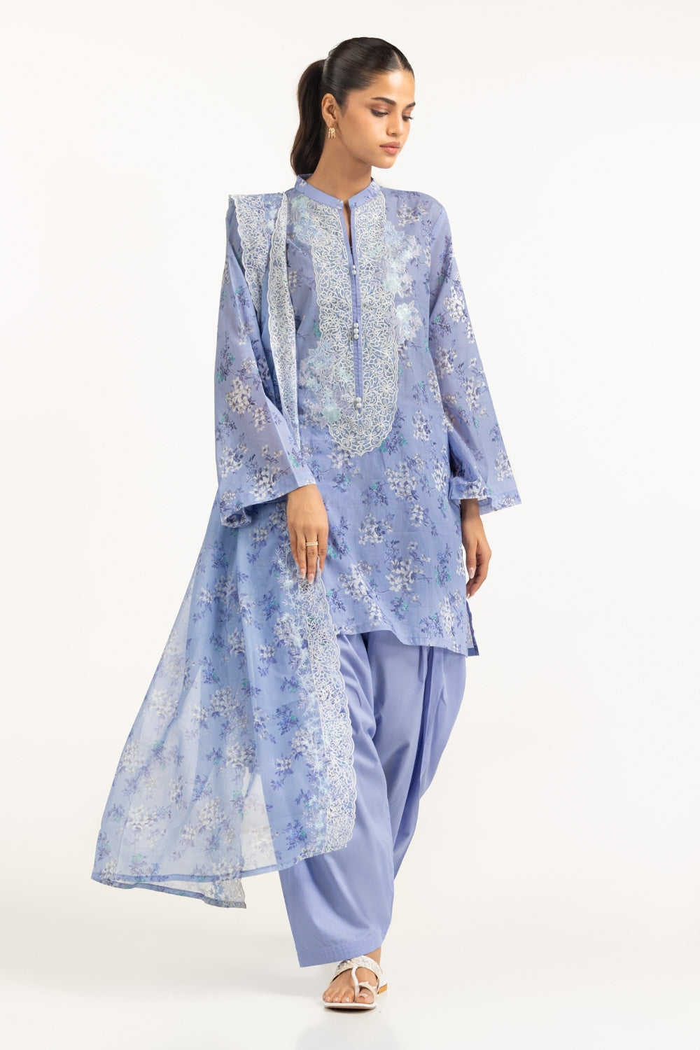 3PC Lawn Printed Suit With Embroidered IUSTKSD-694