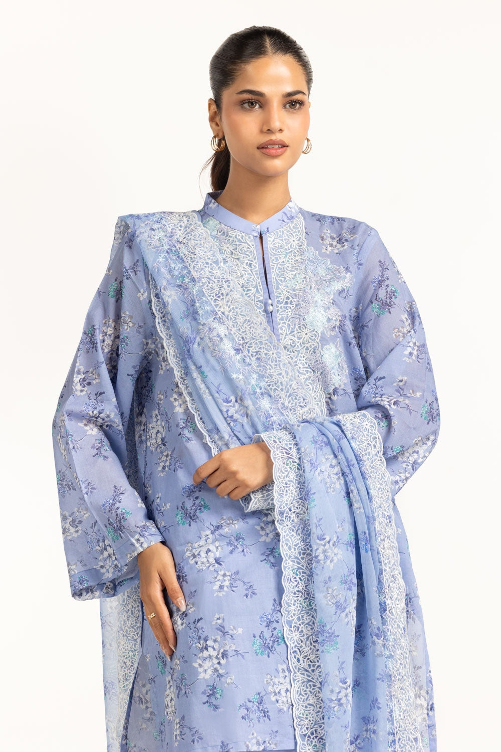 3PC Lawn Printed Suit With Embroidered IUSTKSD-694