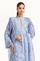3PC Lawn Printed Suit With Embroidered IUSTKSD-694