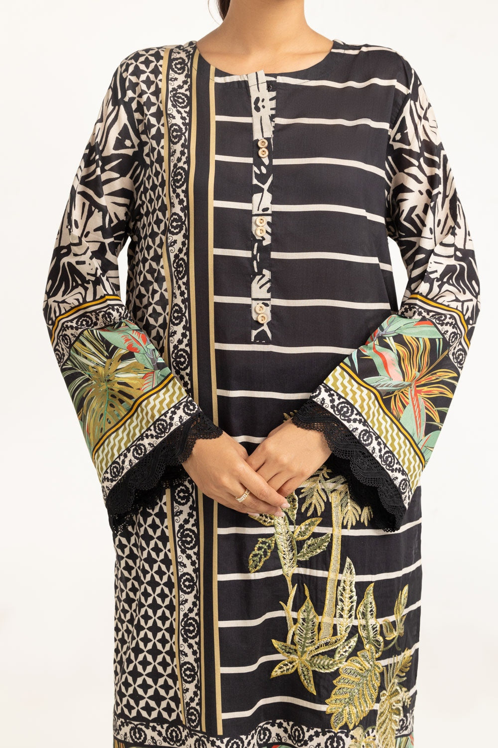 3PC Lawn Printed Suit With Embroidered IUSTKSD-727