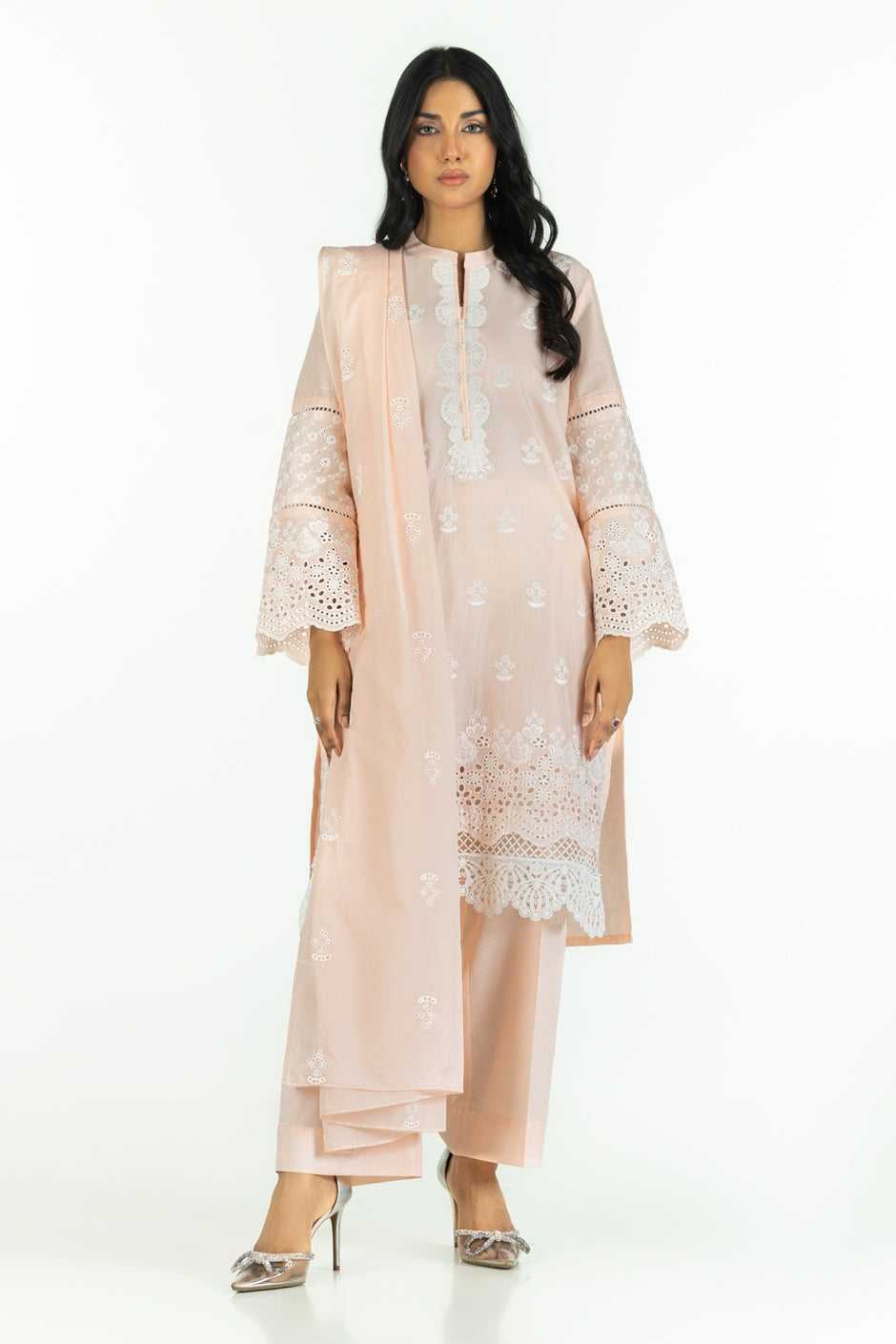 3PC Lawn Schiffli Embroidered Suit