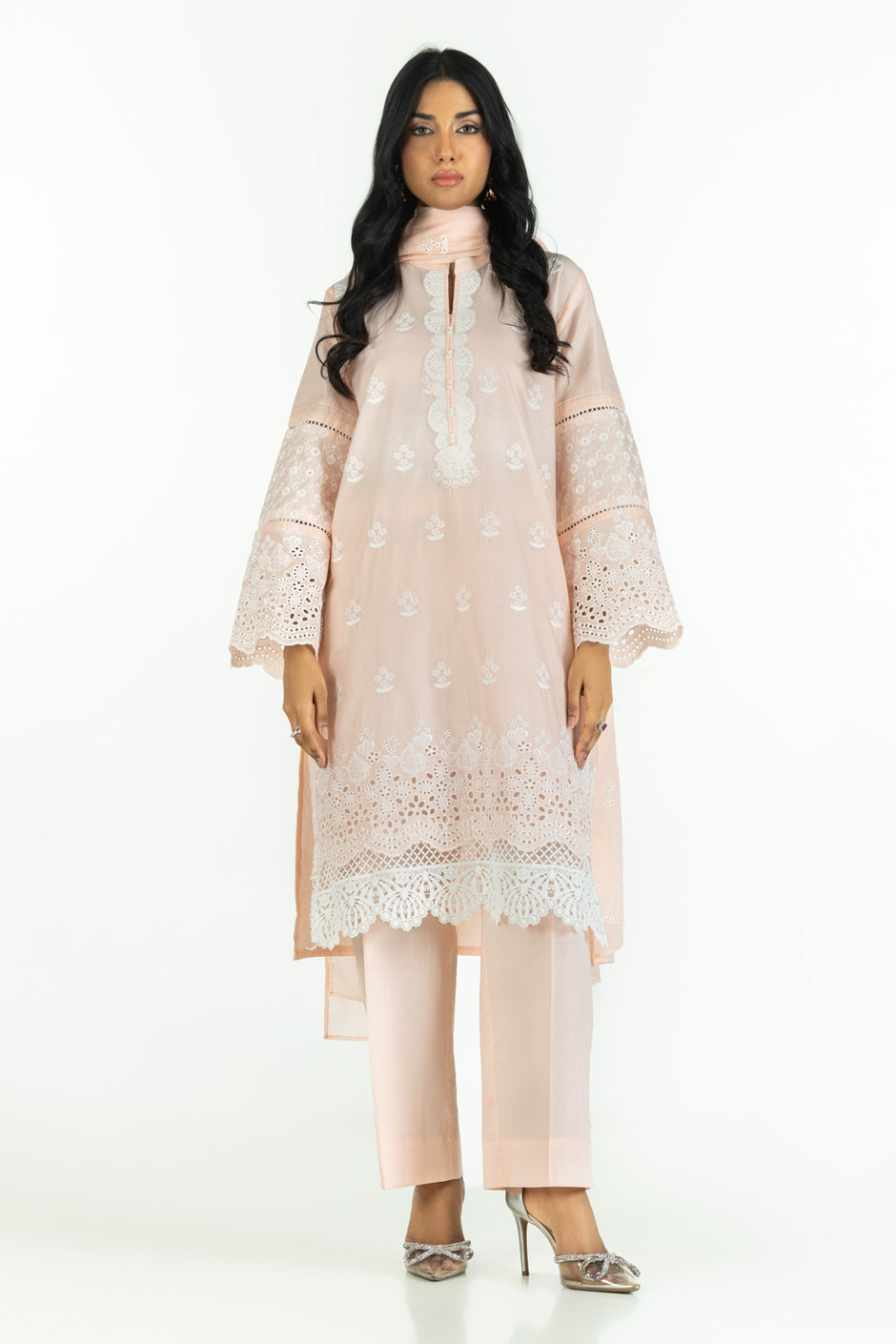 3PC Lawn Schiffli Embroidered Suit