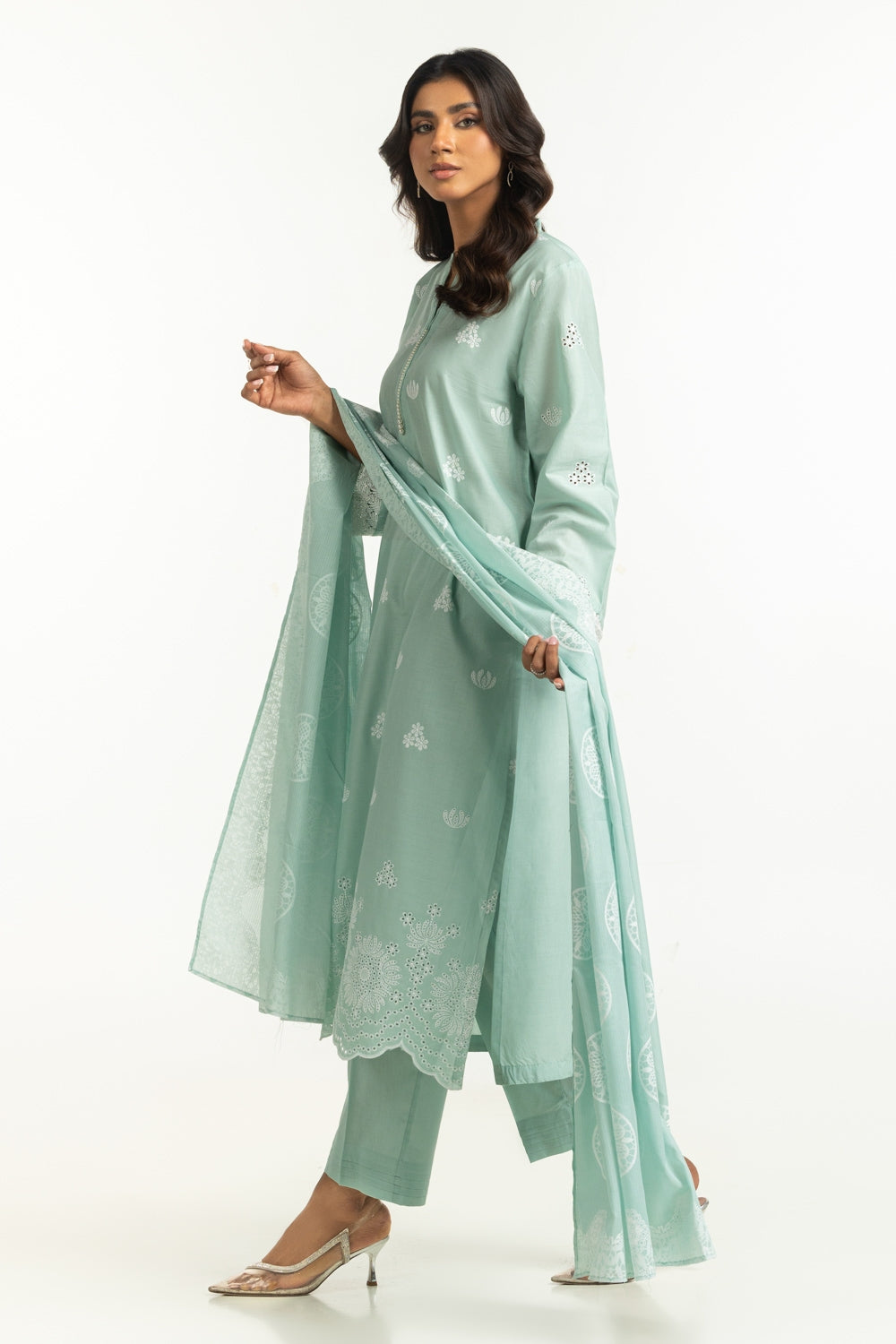 3PC Lawn Schiffli Embroidered Suit IUSTKSD-655