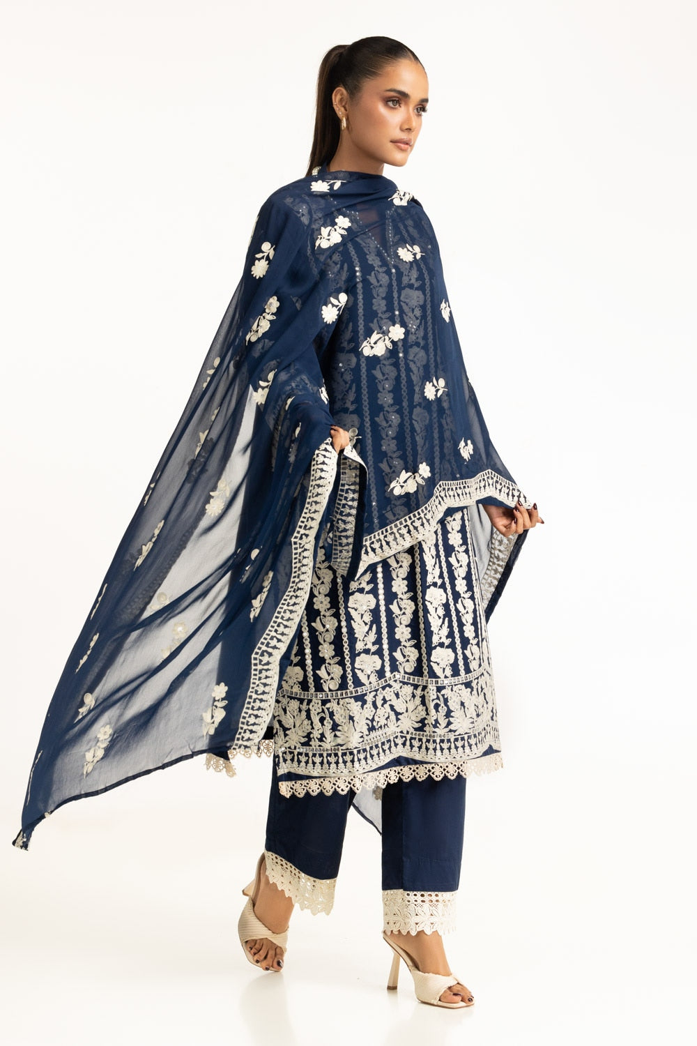3Pc Lawn Sequins Embroidered Suit
