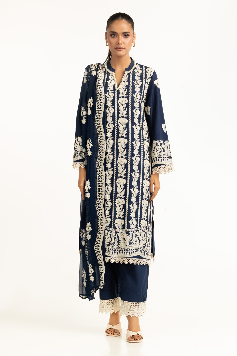 3Pc Lawn Sequins Embroidered Suit