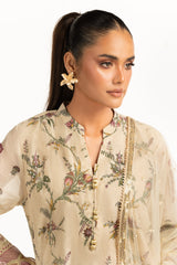 3PC Munar Slub Printed Suit With Embroidered IUSTKSD-1020