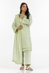3PC paper-cotton Embroidered Suit IUSTKSD-560