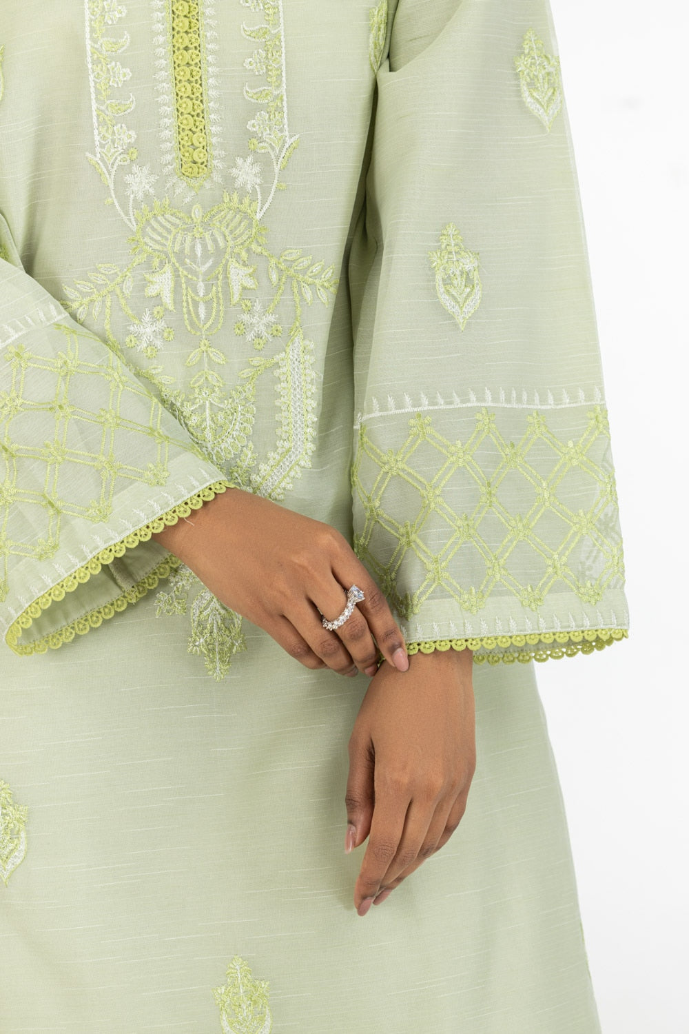 3PC paper-cotton Embroidered Suit IUSTKSD-560