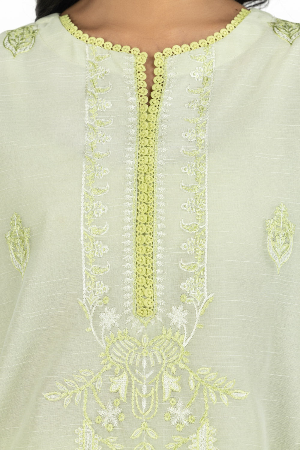 3PC paper-cotton Embroidered Suit IUSTKSD-560