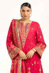 3PC paper-cotton Lacquer Printed Hand Embelished Suit IUSTKSD-774