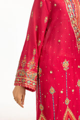 3PC paper-cotton Lacquer Printed Hand Embelished Suit IUSTKSD-774