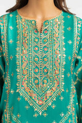 3PC paper-cotton Lacquer Printed Hand Embellished Suit IUSTKSD-834