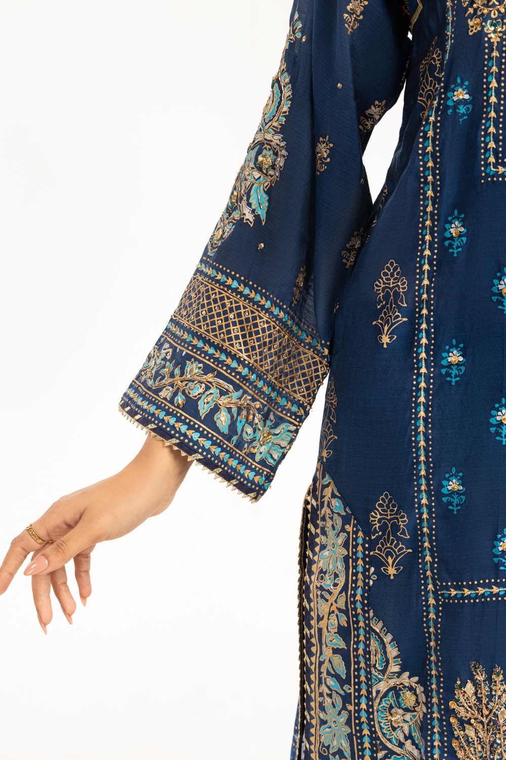 3PC paper-cotton Lacquer Printed Suit