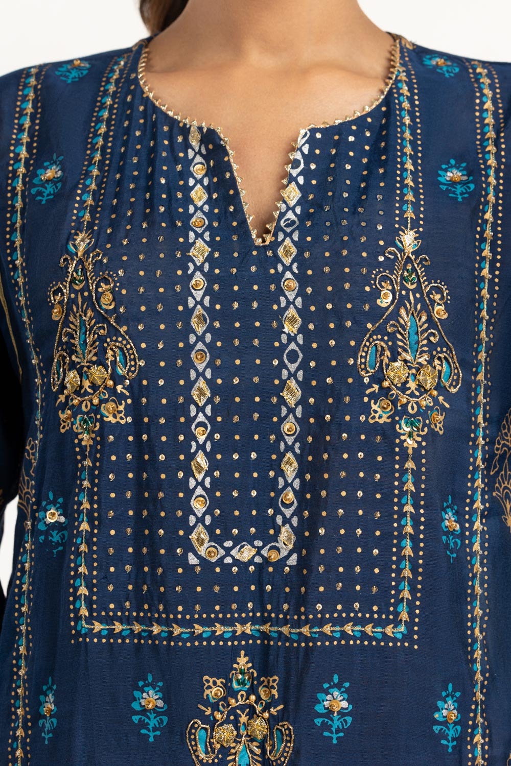 3PC paper-cotton Lacquer Printed Suit