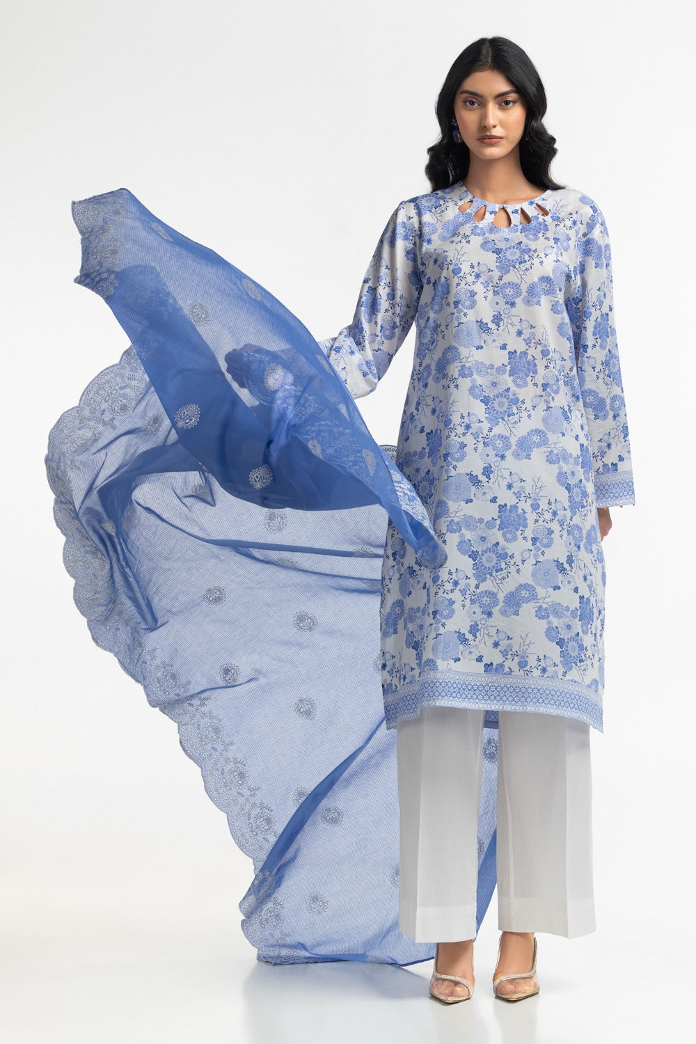 3PC Lawn Printed Embroidered Suit IUSTKSD-495