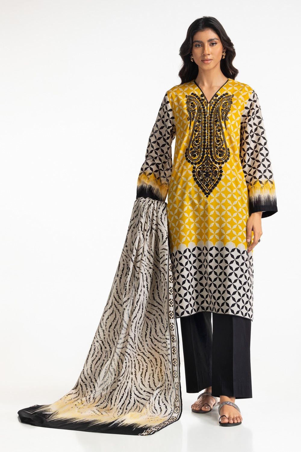 3PC Lawn Printed Embroidered Suit IUSTKSD-497