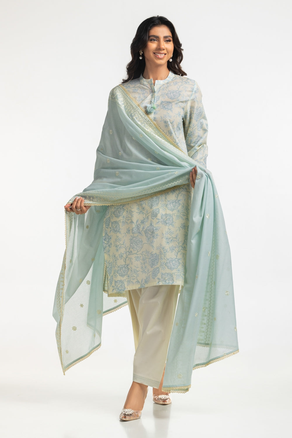 3PC Lawn Printed Embroidered Suit IUSTKSD-536