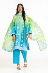 3PC Printed Lawn Suit With Embroidered  IUSTKSD-327