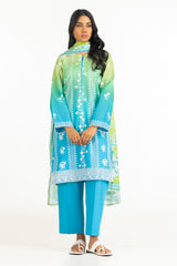 3PC Printed Lawn Suit With Embroidered  IUSTKSD-327