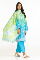 3PC Printed Lawn Suit With Embroidered  IUSTKSD-327