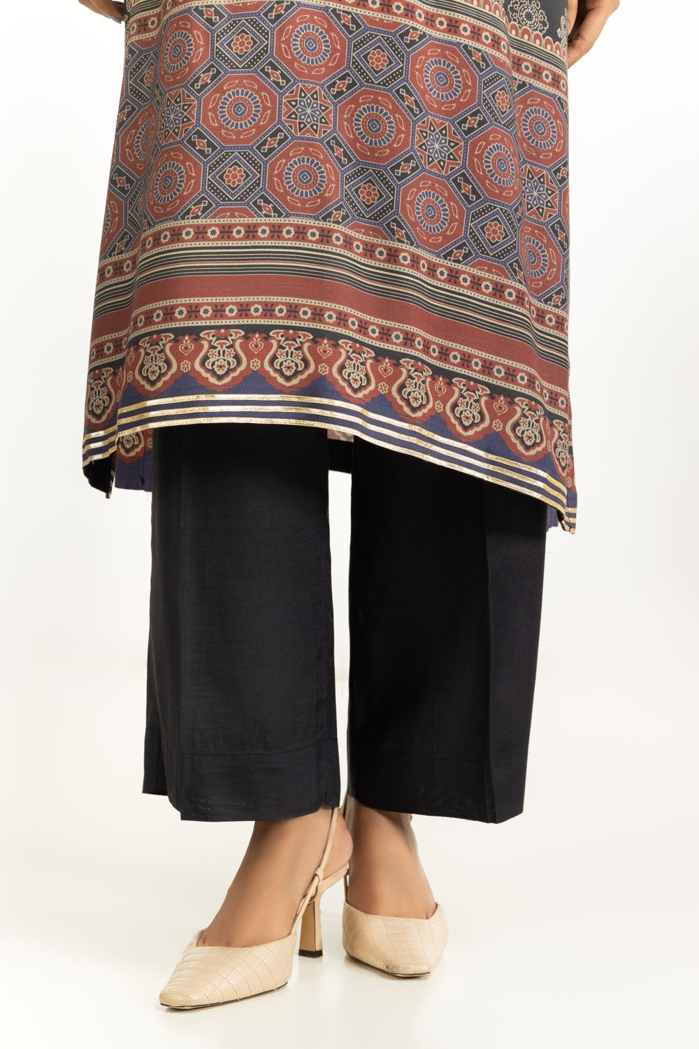 3PC Printed Rawsilk Embroidered Suit