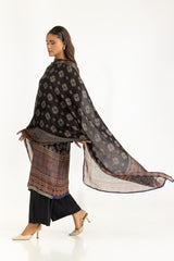 3PC Printed Rawsilk Embroidered Suit IUSTKSD-1085