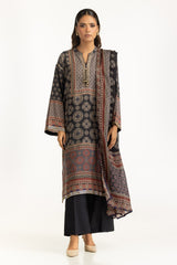 3PC Printed Rawsilk Embroidered Suit IUSTKSD-1085