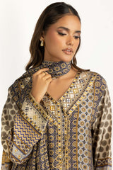 3PC Printed Rawsilk Embroidered Suit IUSTKSD-1088