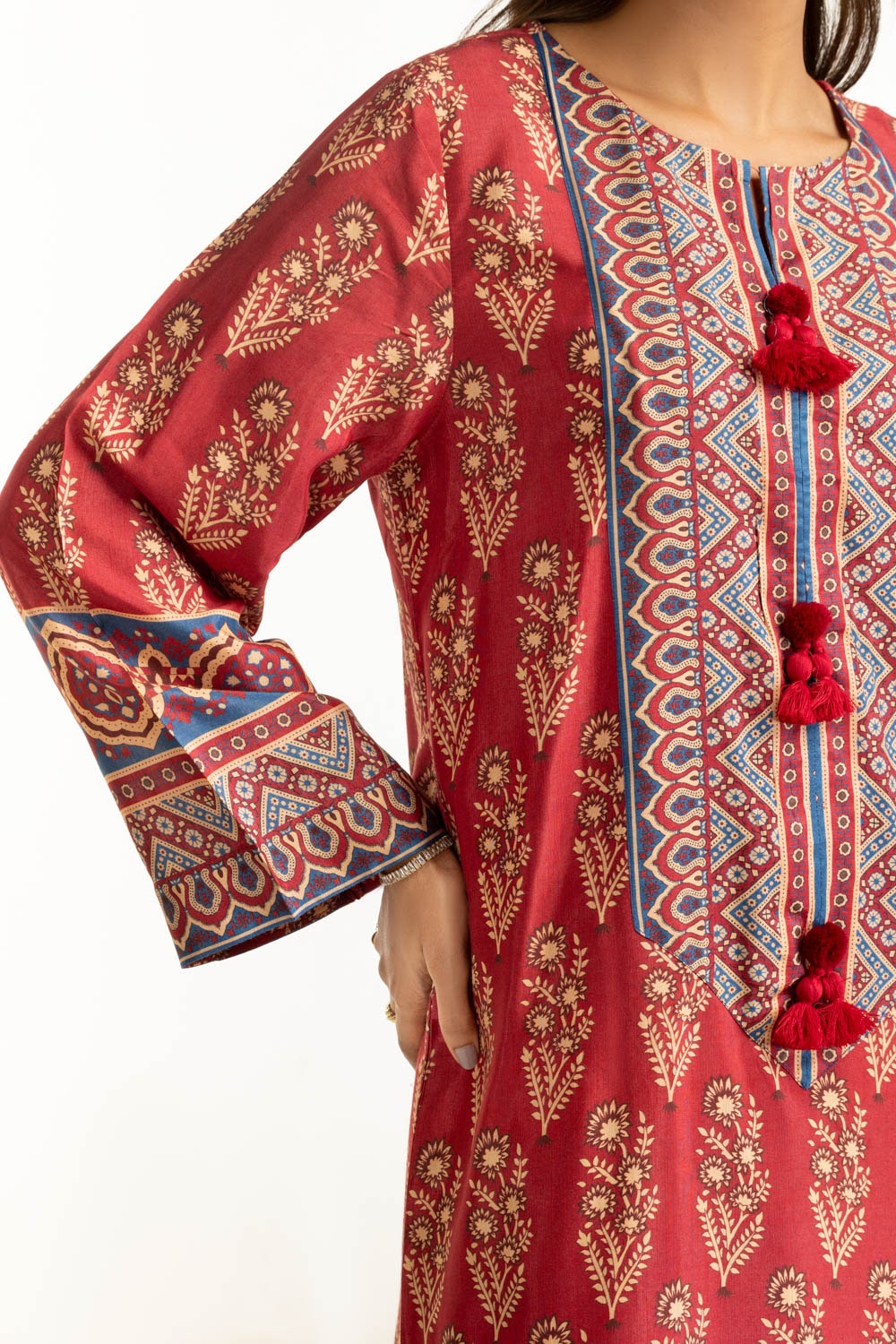 3PC Printed Rawsilk Suit IUSTKSD-1032