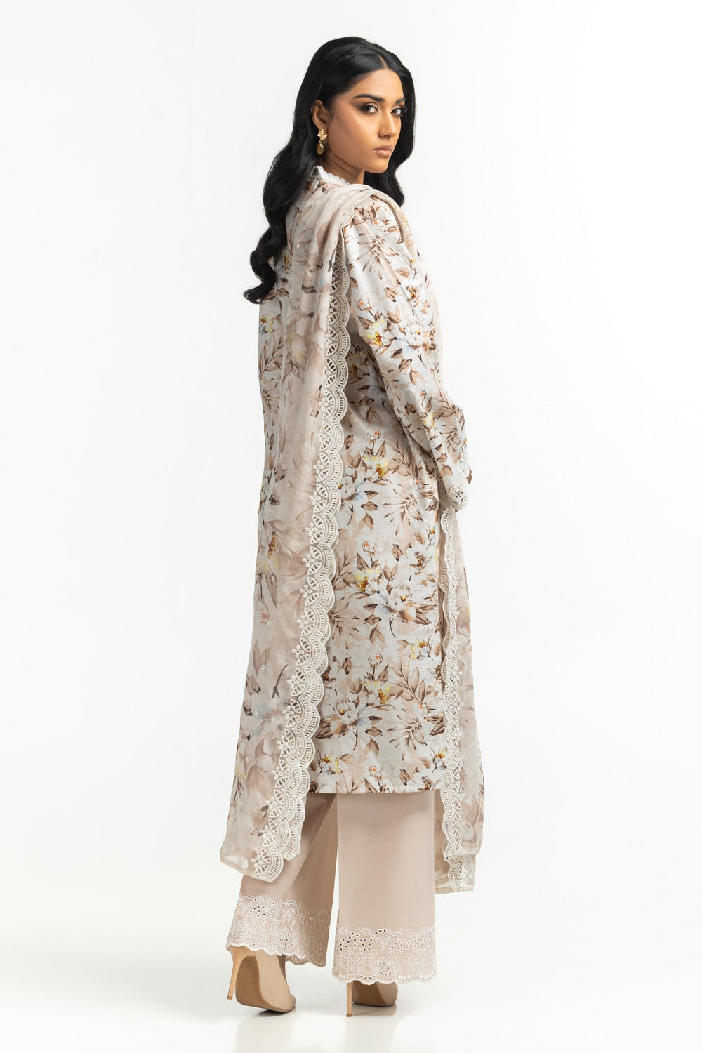 3PC Printed Suit with Embroidered IUSTKSD-616