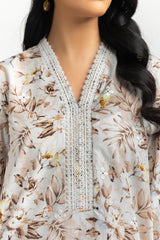 3PC Printed Suit with Embroidered IUSTKSD-616