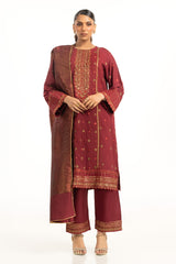 3PC raw-silk Embroidered Suit IUSTKSD-875